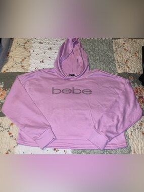 bebe Lilac Rhinestone Logo Hoodie